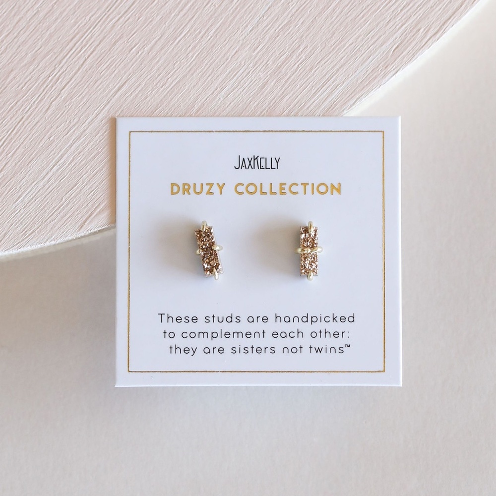 Rose Gold Bar Druzy Studs *NEW*